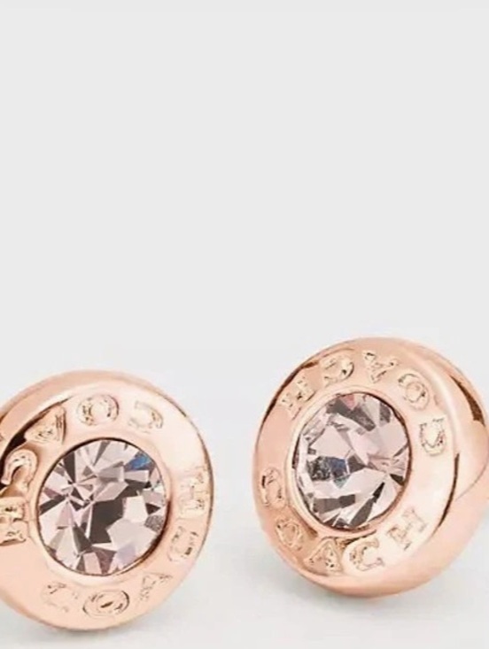 Coach Jewelry - Coach Open Circle Stone Stud Earrings Pink